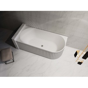 Roma fluted Right Corner Gloss white bathtub 1700